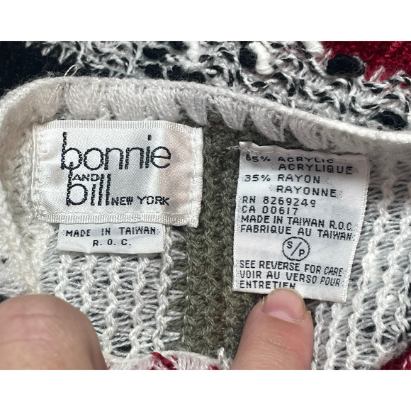 Vintage 80s Bonnie Bill Sz S Slouchy Pullover Knit Sweater Short Sleeves Striped - Picture 4 of 7